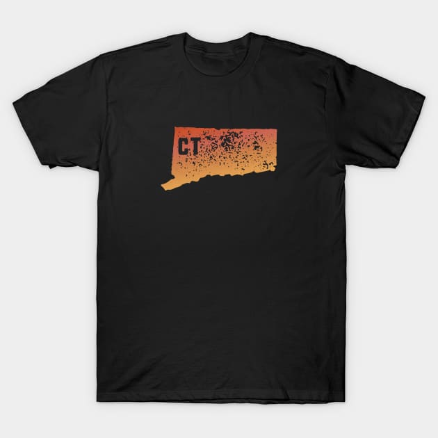 US state pride: Stamp map of Connecticut (CT letters cut out) T-Shirt by AtlasMirabilis